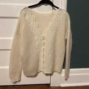 Sezane Cream Wool Sweater Size Small